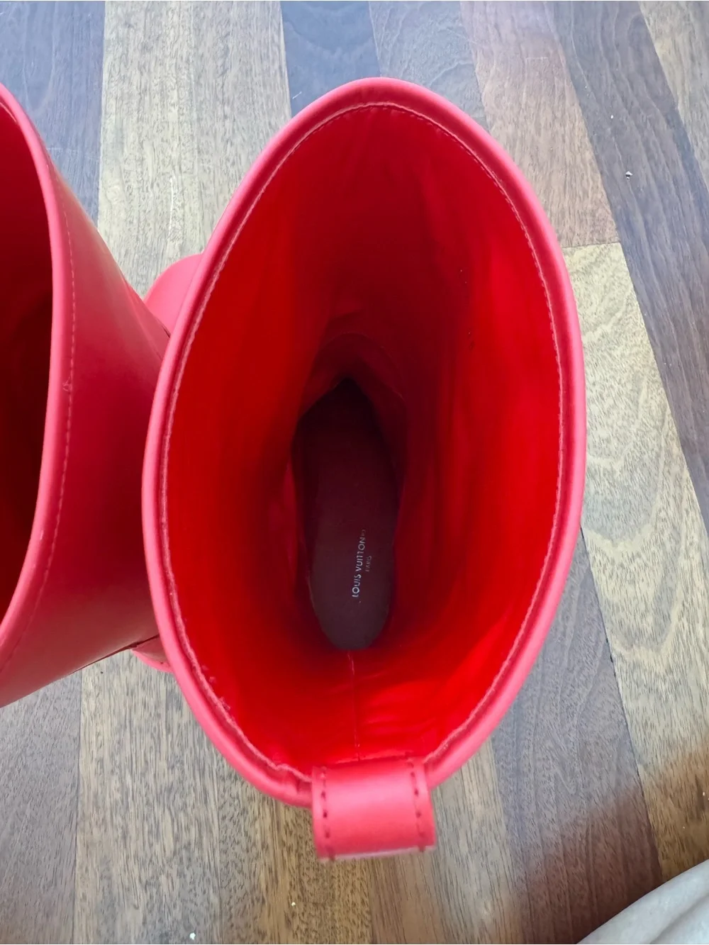 Louis Vuitton Red Mid-Calf Rubber Boots